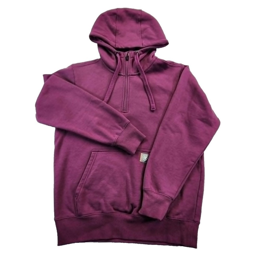 Ariat Rebar 1/4 Zip Hoodie Purple Womens Small Workwear Pullover Sweatshirt